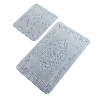 Premium Cotton Bathmat Set (2 Pieces) - Antibacterial, Non-Slip, 19.7 x 23.6 inches & 23.6 x 39.4 inches | 100% Cotton, 1.76 lbs per sq yd | Machine Washable, Luxurious Softness for Bathroom Comfort & Safety