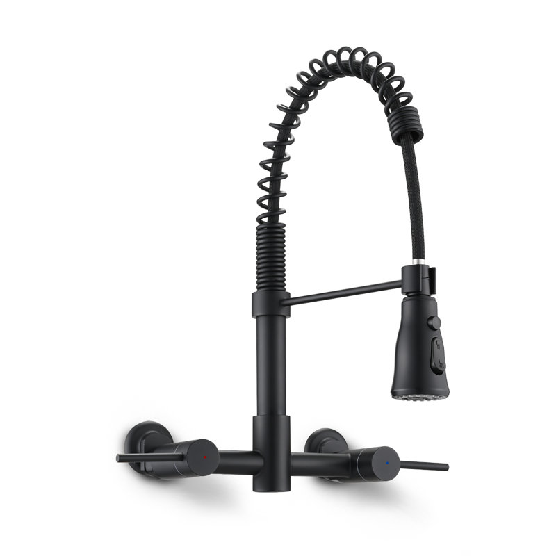 Pull Down Bridge Faucet, Noir mat