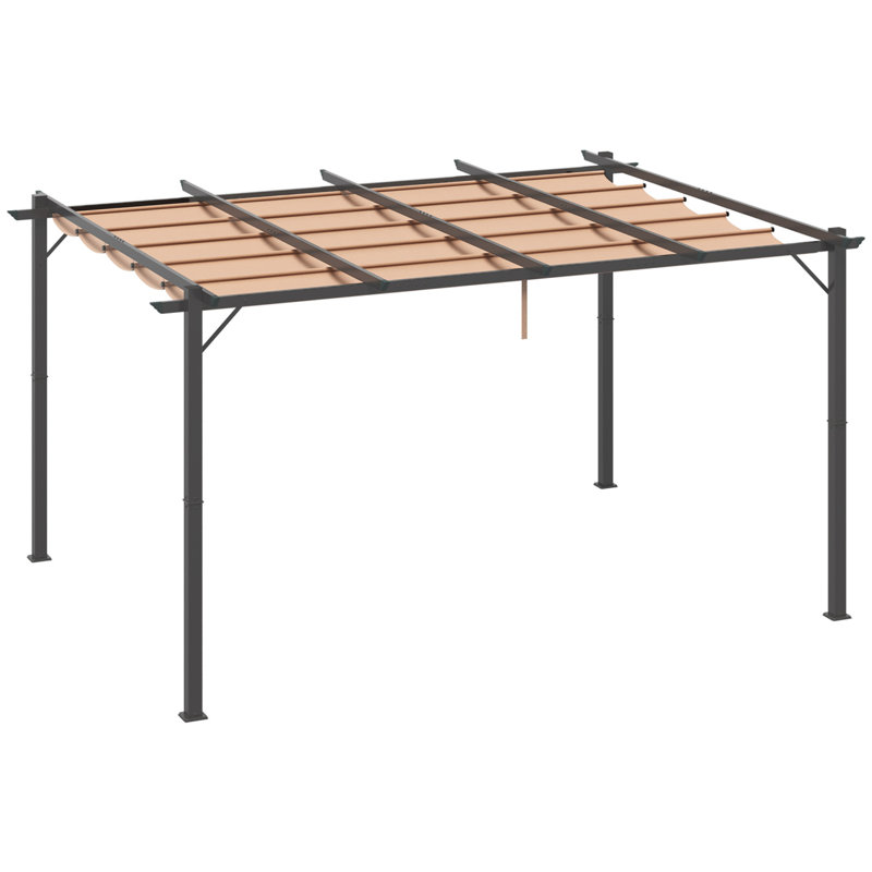 Aluminum Patio Pergola With Retractable Pergola Canopy, Backyard Shade Shelter For Porch, Outdoor Party, Garden, Grill Gazebo