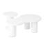 Ensemble de 2 tables basses gigognes faciles à assembler, table basse Cloud de style crème avec petite table d'appoint ronde, table centrale irrégulière avec pieds épais pour le salon