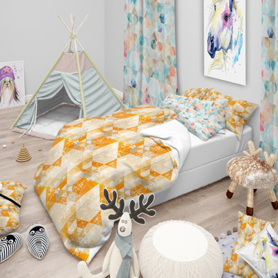 Gold Retro Style - Contemporary Abstract Duvet Cover Set - Microfiber Polyester