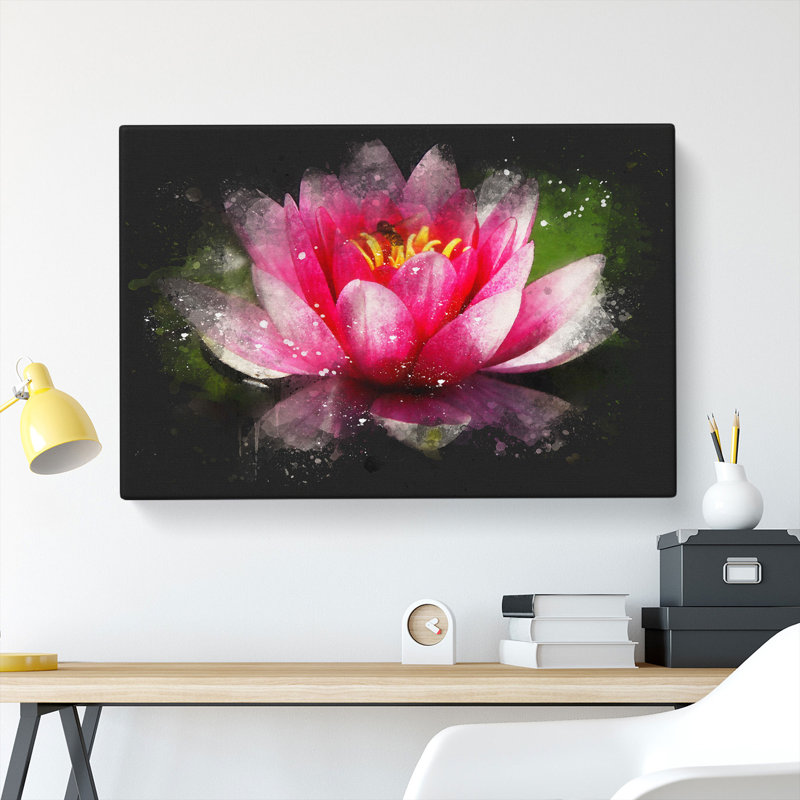 Pink Water Lily Flower Vol.3 - Wrapped Canvas, 50cm H x 76cm W x 3cm D