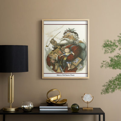 Merry Santa Framed Print - Solid Wood
