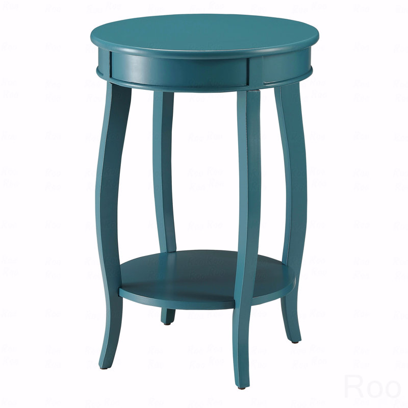 Table d'appoint ronde avec tablette inférieure, Sarcelle