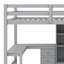 Lit mezzanine double avec bureau et tiroirs, armoire et escalier de rangement-387098184