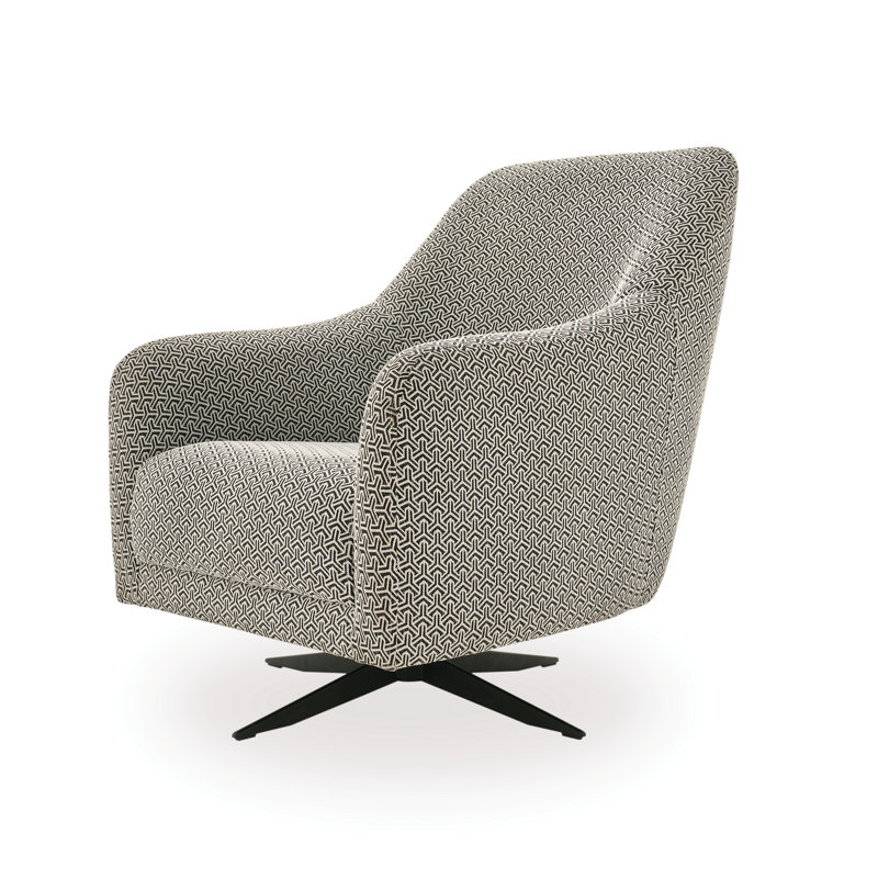 Fauteuil pivotant en polyester 27,9 po Dantley, Polyester noir / blanc