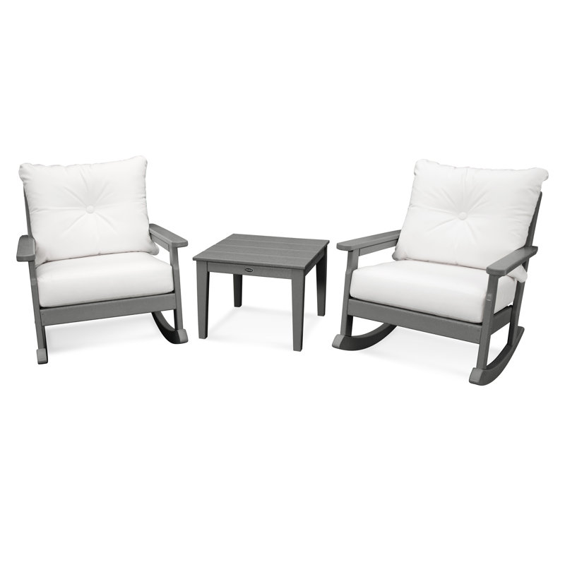 Vineyard 3-Piece Deep Seating Rocker Set, Natural, Slate Gray