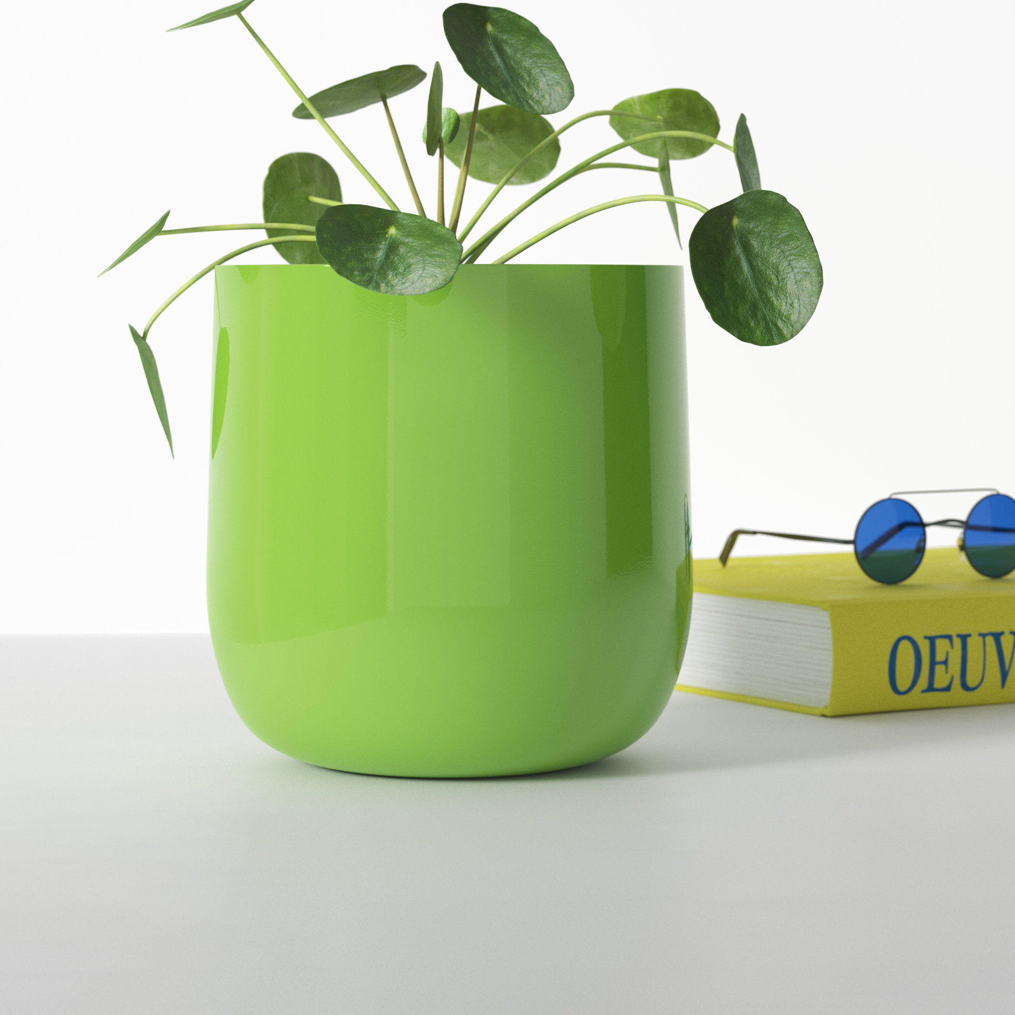 Steuben Pot Planter, 10.5" H x 9.5" W x 9.5" D, Green