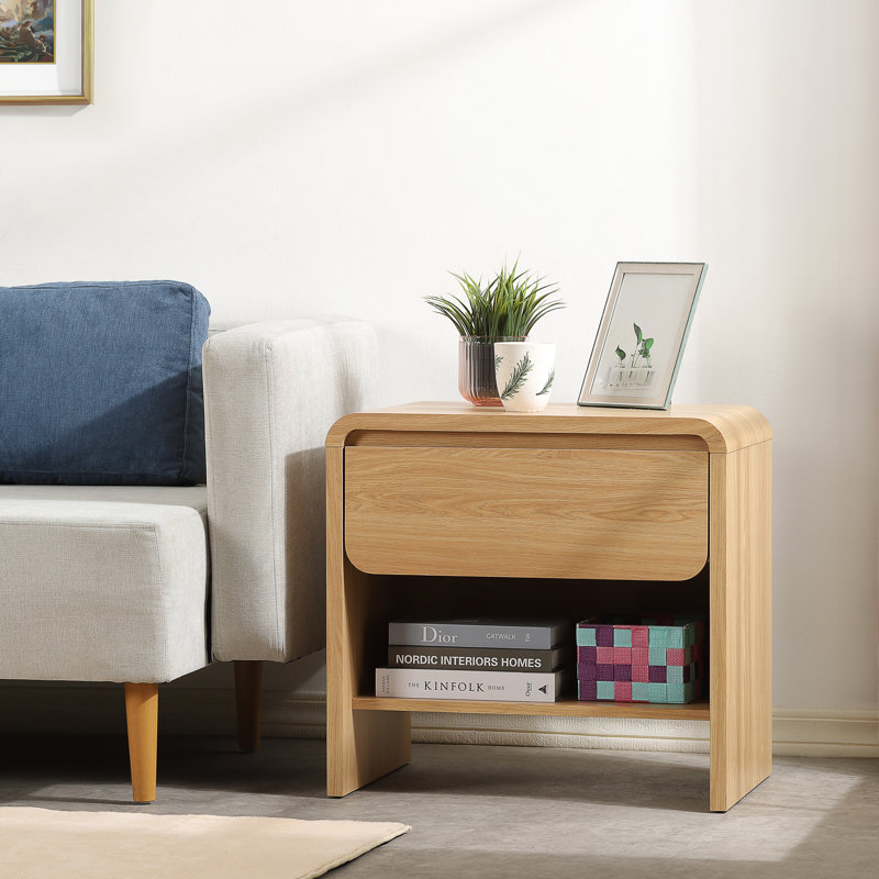 Rickie 1-Drawer End Table with Storage, Oak
