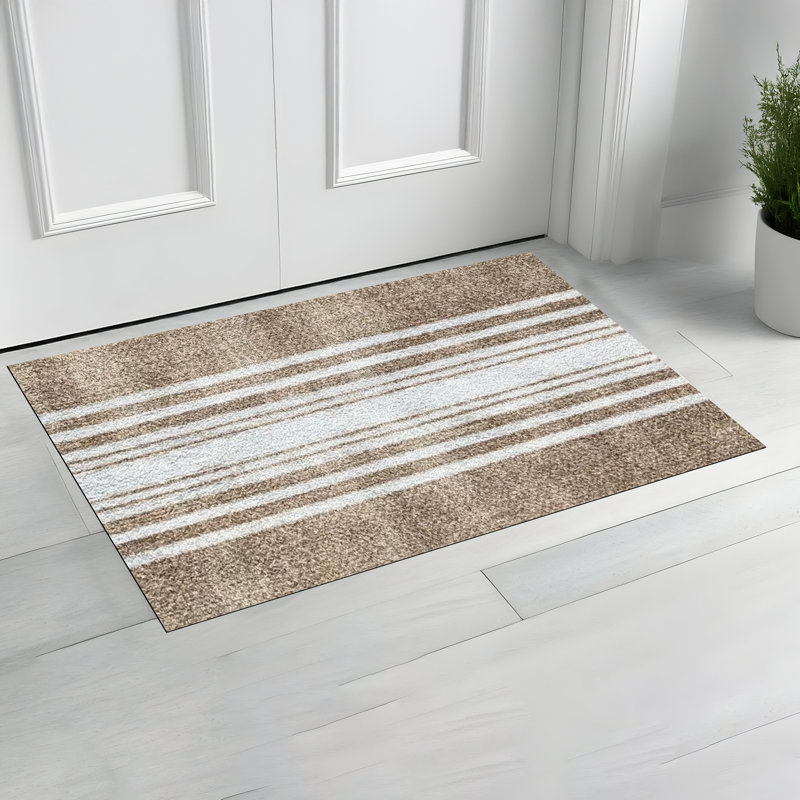 Linen Striped Small Floor Mat, 20" W x 28" L
