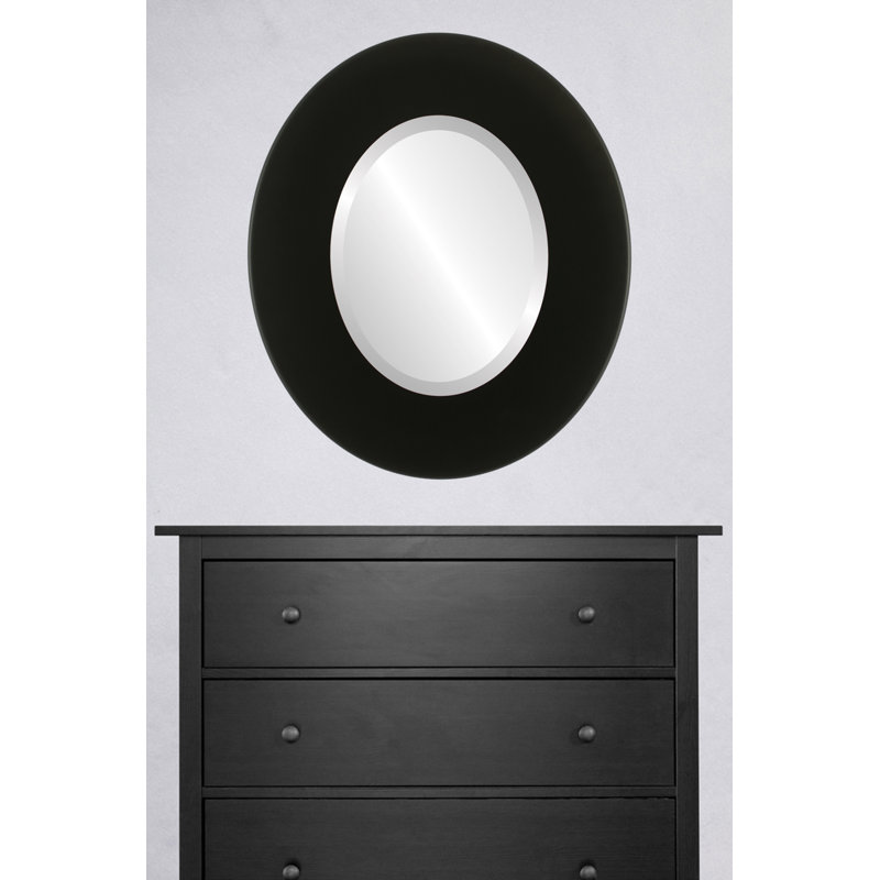 Miroir décoratif ovale encadré Mahika, H 23 po x l 19 po, Noir mat