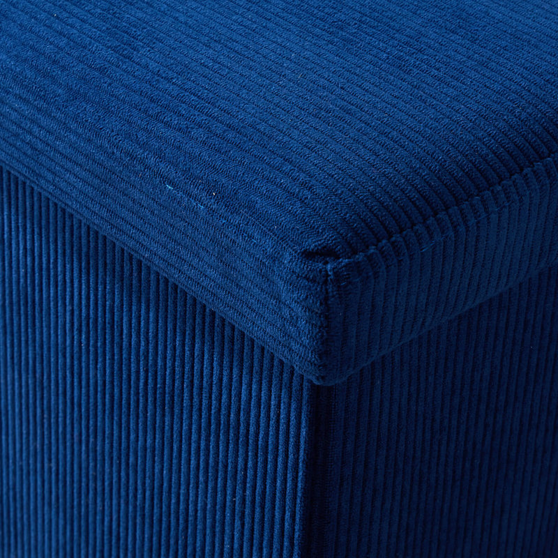 Peider 38cm Square Corduroy Fabric Storage Ottoman, Navy Blue