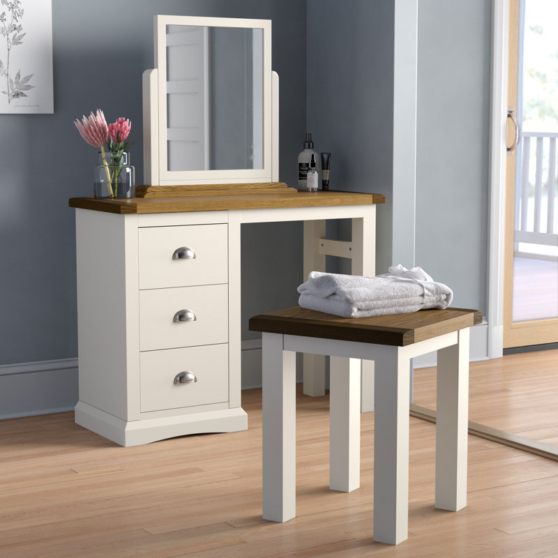 Mirabella Dressing Table with Mirror, Off White