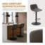 Ensemble de 2 tabourets de bar pivotants Mid-Century avec support pour le dos et hauteur réglable-1683755544