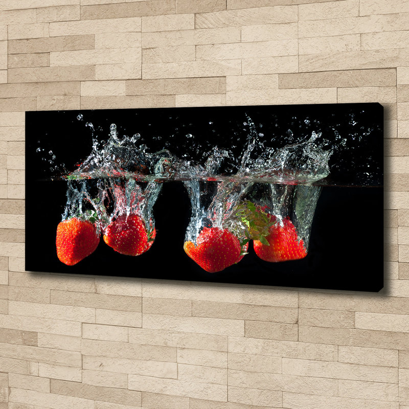 Strawberries Under Water - No Frame Print on Canvas