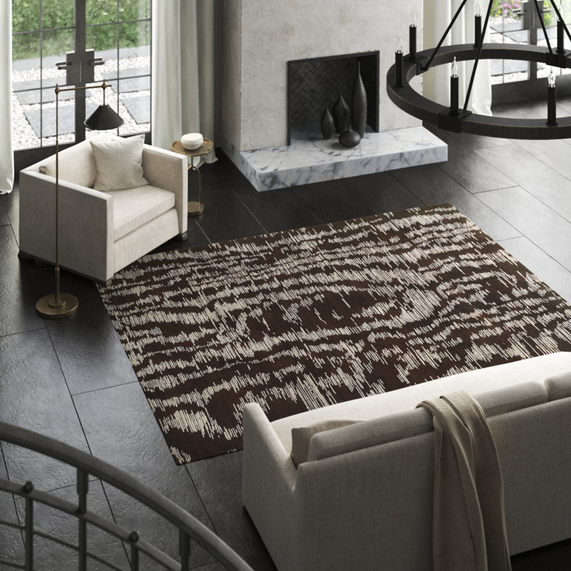 Moire Abstract Area Rug, Rectangle 6' x 9'
