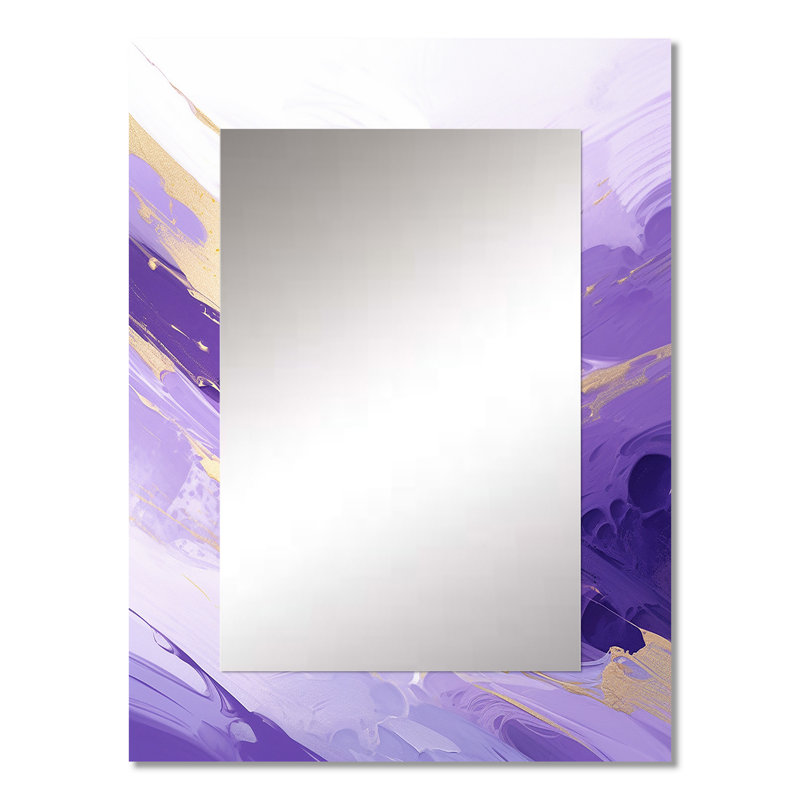 Purple and Gold Dynamic Abstractions I - Purple Modern Wall Mirror, 32 po x 24 po