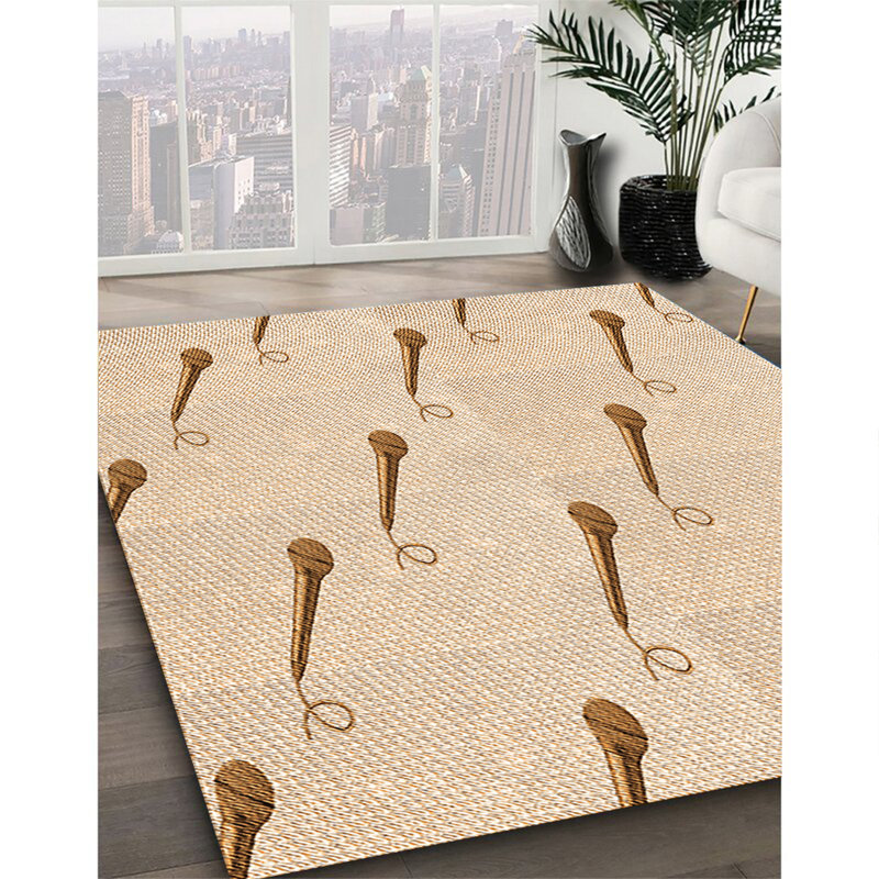 Tapis orange tissé à la machine Nasiar, Rectangle 2 pi x 4 pi