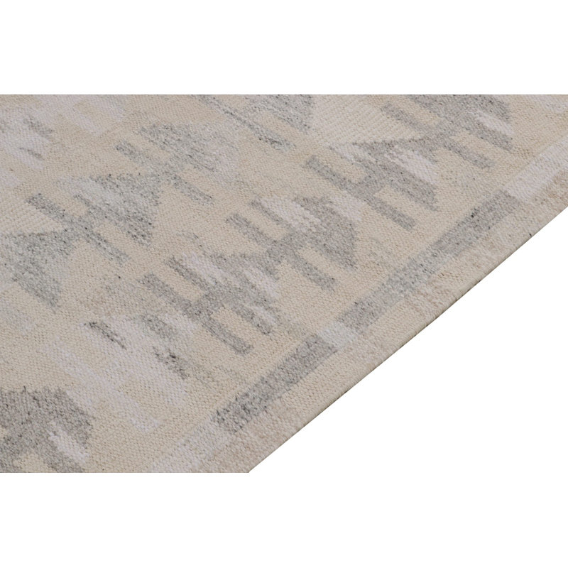 Scandinavian Kilim Wool Geometric Area Rug, Rectangle 8' x 10'