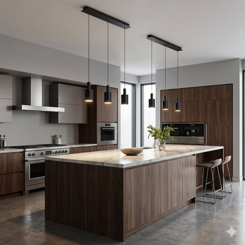 Essoura 3 - Light Kitchen Island Pendant, Black/Black