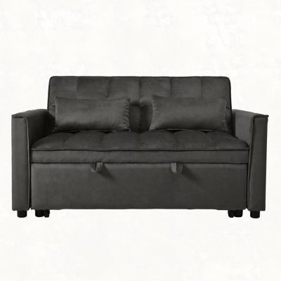 Convertible Sofa Bed,3-in-1 Pull Out Couch Bed with Reclining Backrest and Pillows,Sofa Bed Chair Full Convertible Sleeper Loveseat for Living Room, H by Latitude Run