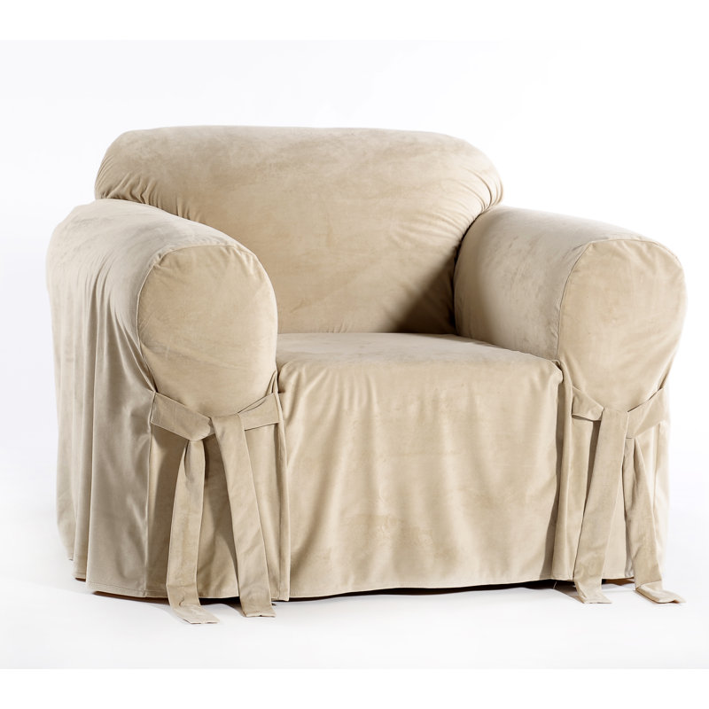 Housse pour fauteuil à coussins carrés/rectangulaires, Brun clair, Velours