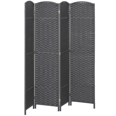 Folding Room Divider Screen 4 Panel 5.6 ' Tall Privacy Screen Freestanding Room Partition Gray