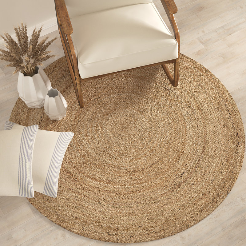 Tapis d'intérieur en jute / sisal tressé à la main Bussey, Rond 4 pi