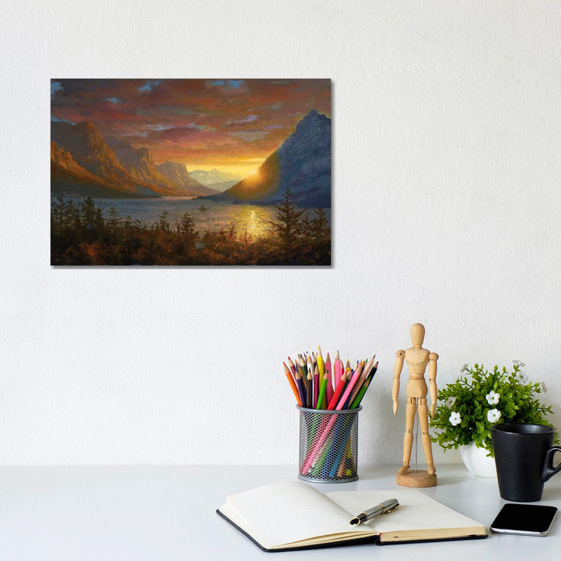 St. Mary's Lake, Montana (Study) by Ken Salaz - Wrapped Canvas Painting, 20.32 cm H x 30.48 cm W