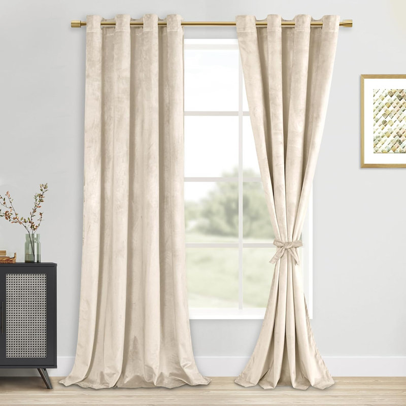 2 Panels Velvet Curtains with Tiebacks - Luxury Grommet Top Window Treatments Room Darkening Privacy Protect Drapes for Bedroom Living Room Home Decor