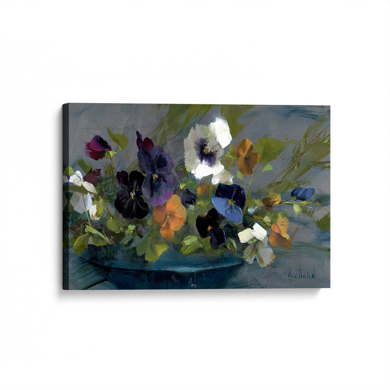 Arrangement de pensée vive roulé, H 12 po x l 18 po x P 1,25 po, Toile tendue