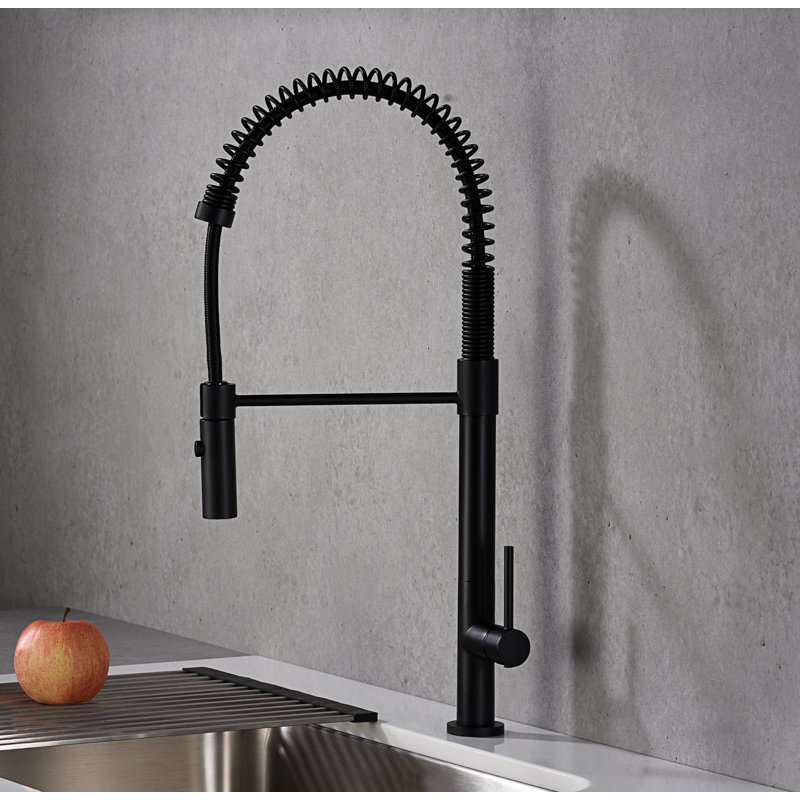 Karran Bluffton Single Handle Pull Down Sprayer Kitchen Faucet, Matte Black