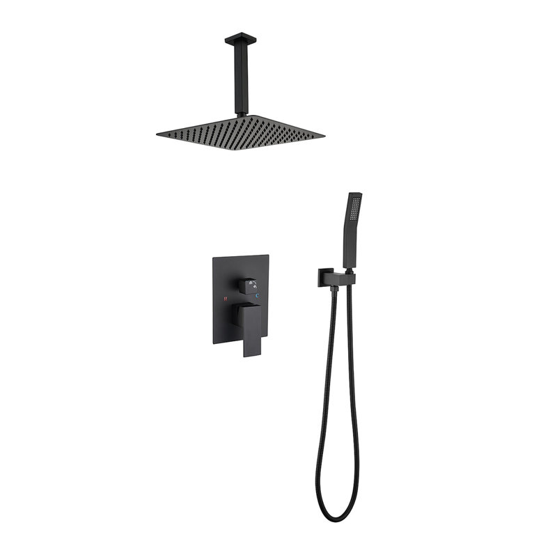 12" Shower Head System Ceiling Mounted Shower, Matte Black