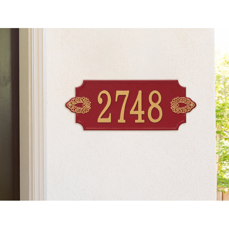 Sofia 1-Line Personalized Wall Address Plaque, Red/Gold, Yes
