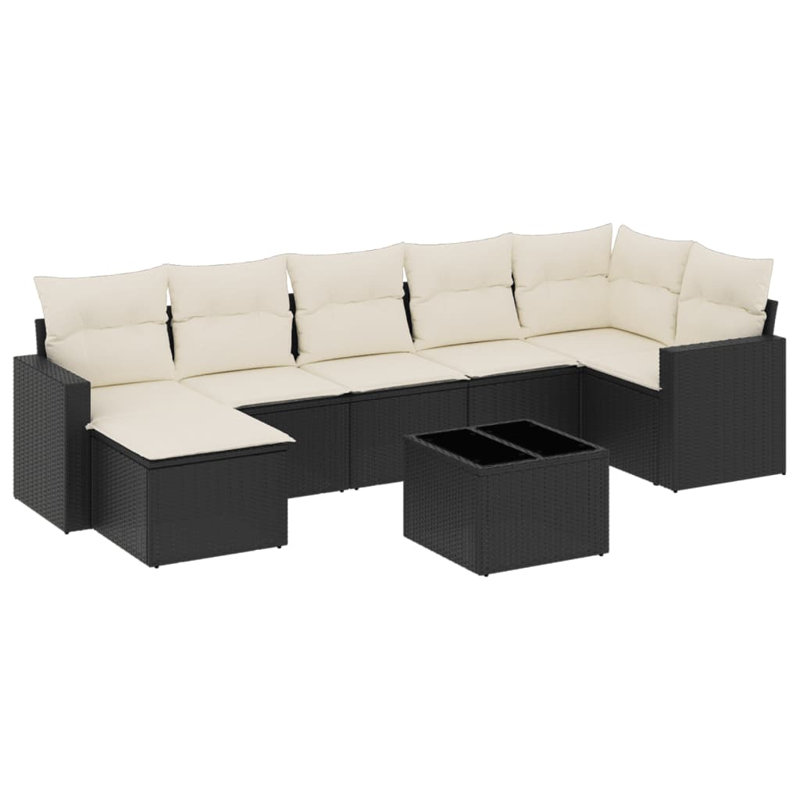 Ensemble de canapé de jardin Vidaxl noir, blanc crème