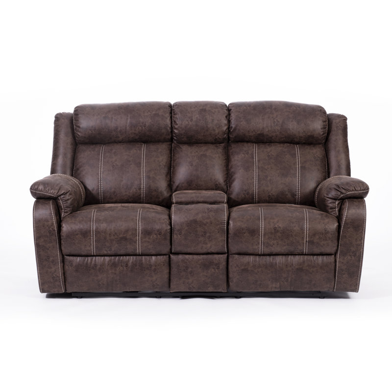 Causeuse inclinable avec accoudoirs coussinés de 82 po Sotomayor, Similicuir brun