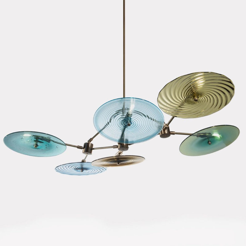 Lustre à 5 lumières Murana, Cuivre, Couleurs mélangées, 36” Width x 26” Deep x 16” Height