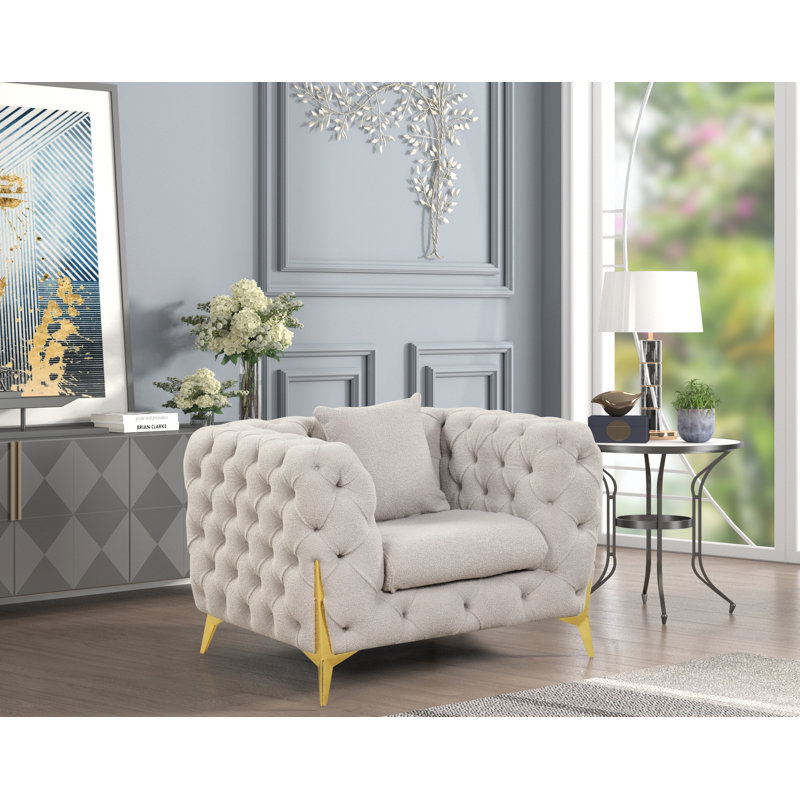 Fauteuil en tissu 44,28 po Moore, Tissu brun bouclé