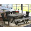 Ensemble de table de salle à manger 6 pièces moderne comprenant une table rectangulaire en bois avec pieds en X et 4 chaises Parson en tissu noir avec banc, noir brossé-278945317-278945322