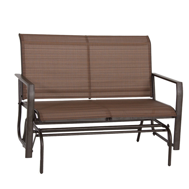 Sutapa Patio Glider Bench - Outdoor Rocking Loveseat with Sturdy Frame and Brown PVC-coated polyester Seats