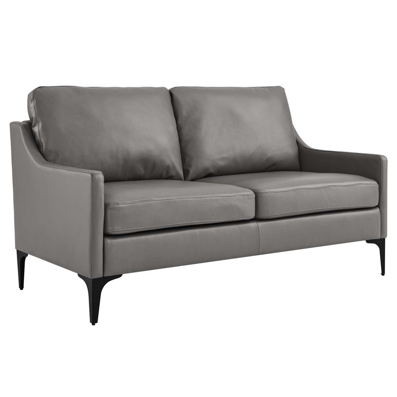 Corland Leather Loveseat, Gray Genuine Leather