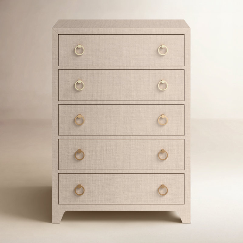 Bar Harbor 5 Drawer Raffia Dresser, Natural