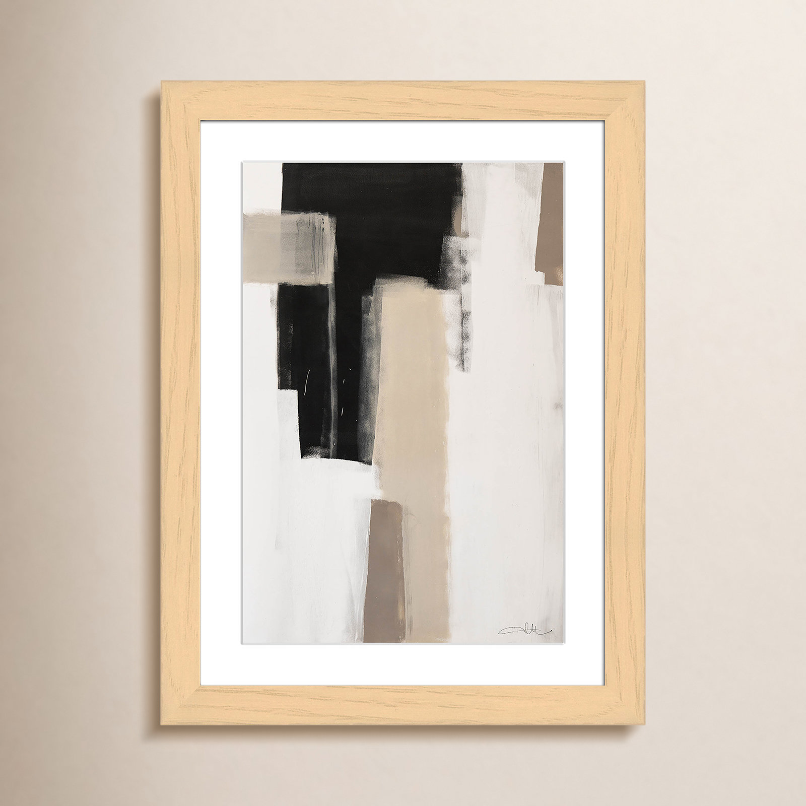 Giverny Earth Scapes I Framed On Paper by  Print, Natural Cube Frame Matted, 24.5" H x 18.5" W x 1.25" D  