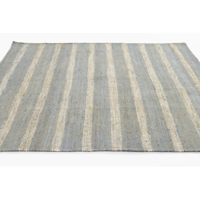 Aadison Blue Hand-Woven Striped Jute Rug