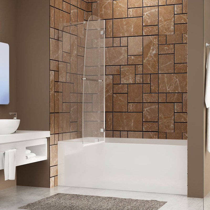 48" W X 58" H Hinged Frameless Tub Door