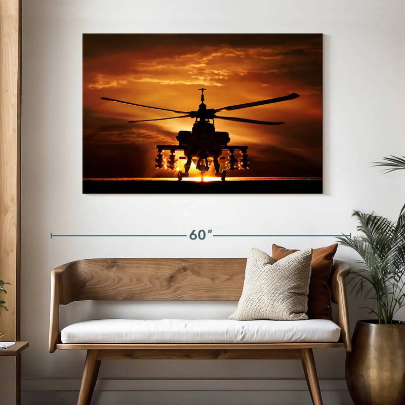 «Mait Silhouetted Apache Helicopters», H 32 po x l 48 po