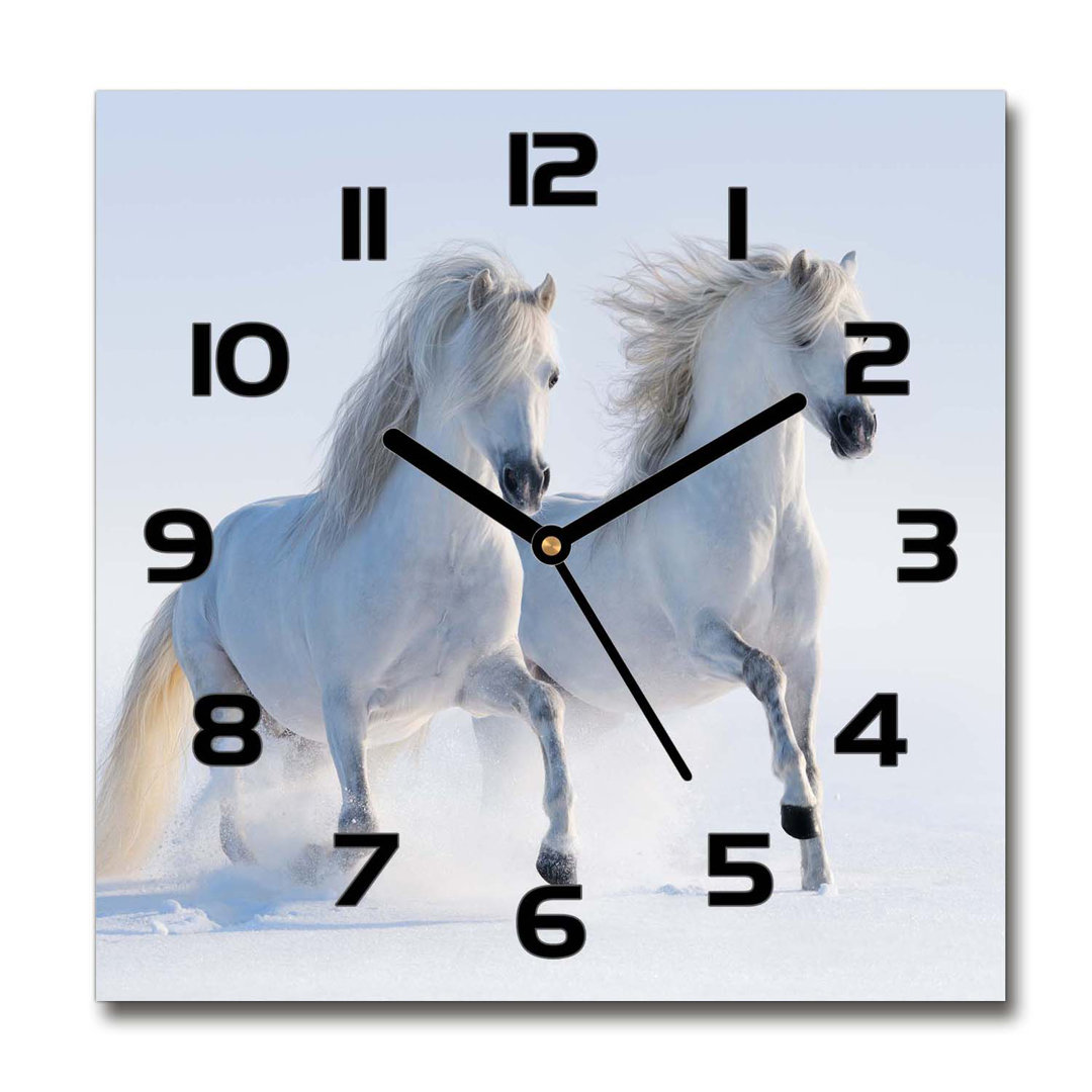 Analoge Wanduhr Two Horses in the Snow 60 cm Geräuschlos