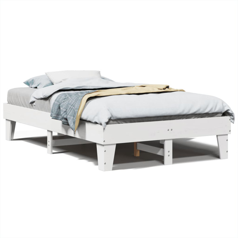 Solid Wood Bed Frame, Double (4'6), White