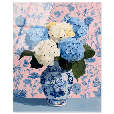 Blue Hydrangea I Acrylic Print Vintage Floral Art by Art Remedy, Ready to Hang, 36 x 45