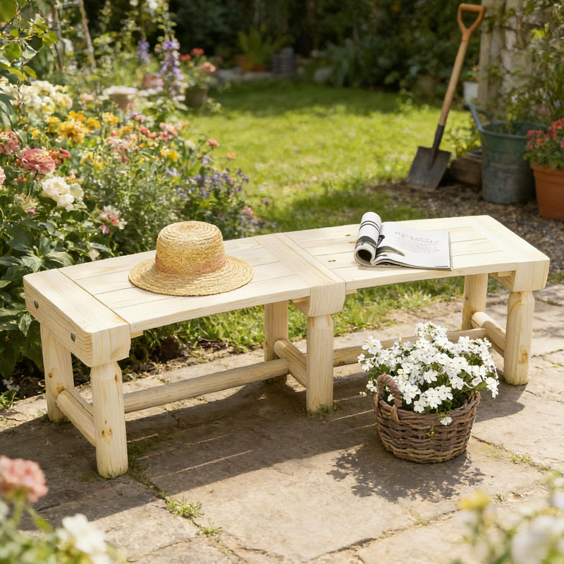 Banc d'extérieur semi-circulaire rond, banc de jardin en bois